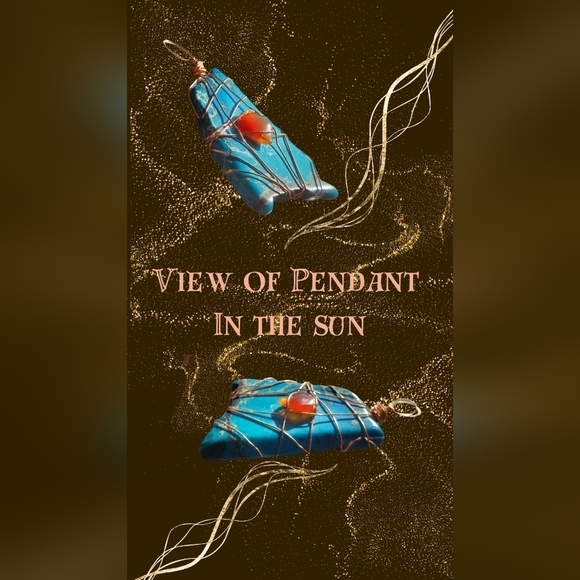 New Handmade Wire Wrapped Turquoise Pendant - Picture 4 of 4